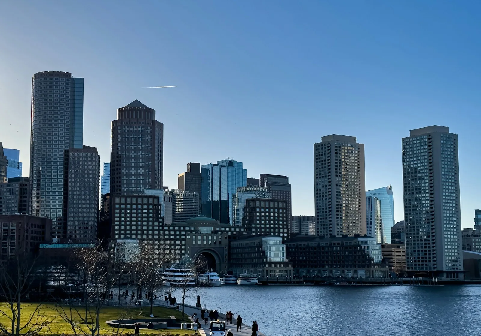 Boston waterfront skyline seen from Fan Pier